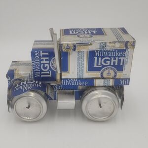 Vintage Beer Can Semi Truck Man Cave Decor Aluminum HandMade Art One of Kind Bar
